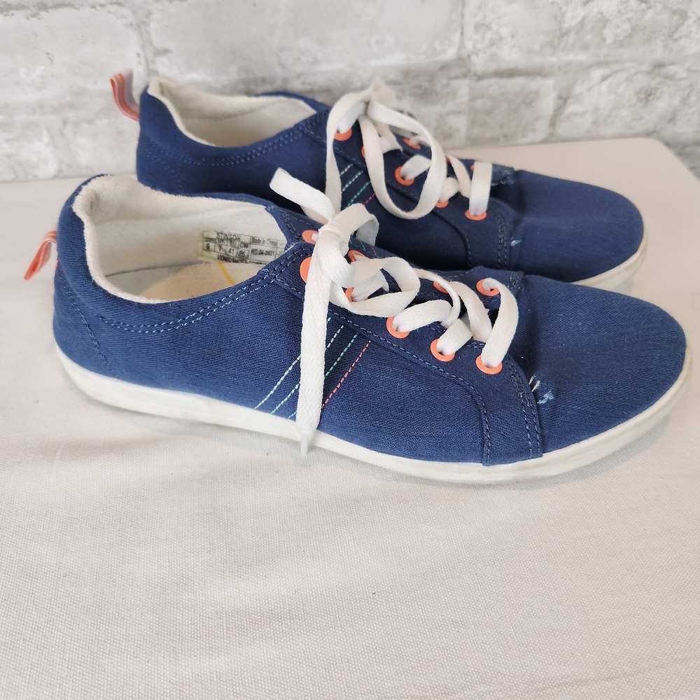 Vionic Sneakers Stinson Navy Blue Canvas Casual Comfort Size 9